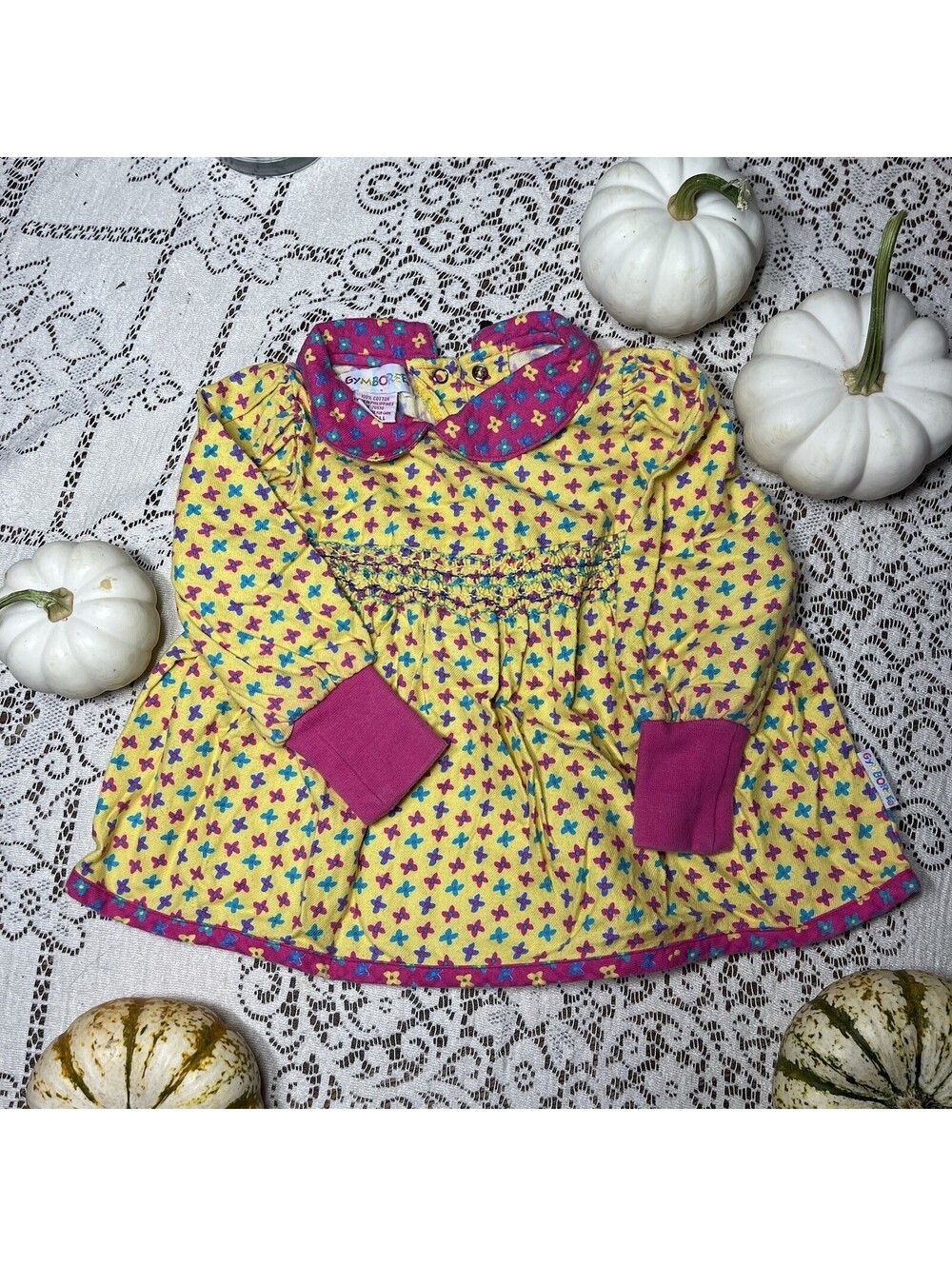 Rainbow tag Vtg Gymboree 90s XSmall Color block Flowers Vintage Baby